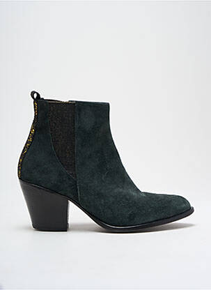 Botine/ghete țesătură satinată toc de 4 la 6 cm verde BLU VELVET femeie