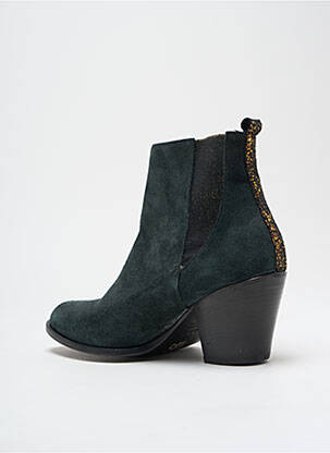 Botine/ghete țesătură satinată toc de 4 la 6 cm verde BLU VELVET femeie