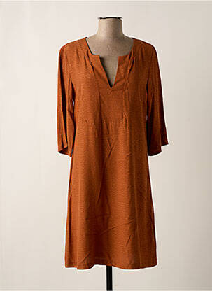 Rochie midi croială fluidă mâneci 3/4 maro JANIS & JOHN femeie