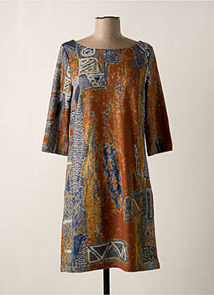 Rochie midi mâneci 3/4 mâneci 3/4 maro LULU.H femeie
