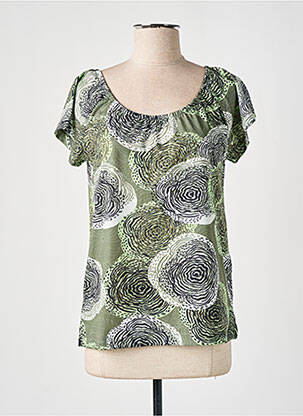 Tricou imprimeu fantezie mâneci scurte verde GUY DUBOUIS femeie