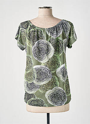 Tricou imprimeu fantezie mâneci scurte verde GUY DUBOUIS femeie