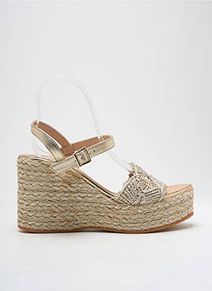 Espadrile țesătură satinată toc de 7 la 9 cm auriu GAIMO femeie