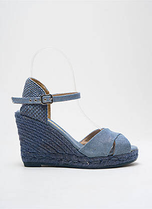 Espadrile țesătură satinată toc de 7 la 9 cm albastru GAIMO femeie