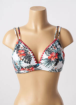 Sutien de costum de baie elasticitate sutien cupe întregi cu decolteu înalt alb OLYMPIA femeie