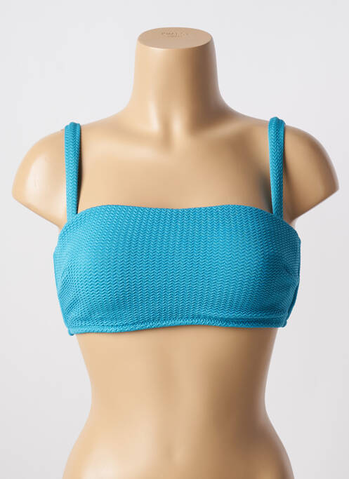 Sutien de costum de baie elasticitate sutien cupe întregi cu decolteu înalt albastru deschis SEAFOLLY femme