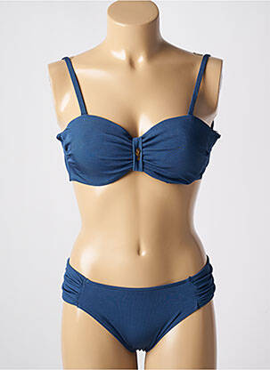 Costum de baie din două piese elasticitate top bentiță albastru MISS CARAÏBES femeie