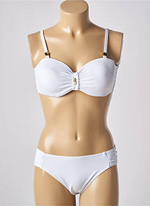 Costum de baie din două piese elasticitate top bentiță alb MISS CARAÏBES femeie