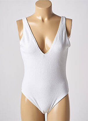 Costum de baie dintr-o singură piesă efect material satinat top triunghiuri alb KIWI femeie
