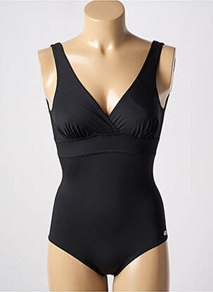 Costum de baie dintr-o singură piesă efect material satinat top triunghiuri negru SUN PLAYA femeie