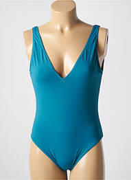 Costum de baie dintr-o singură piesă efect material satinat top triunghiuri albastru KIWI femme