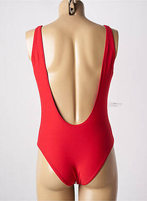 Costum de baie dintr-o singură piesă efect material satinat top triunghiuri roșu KIWI femeie