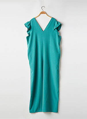Salopetă-pantalon țesătură crep mâneci scurte verde TENDANCE UNIQUE femeie