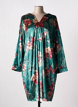 Rochie midi imprimeu floral mâneci lungi verde TENDANCE UNIQUE femeie