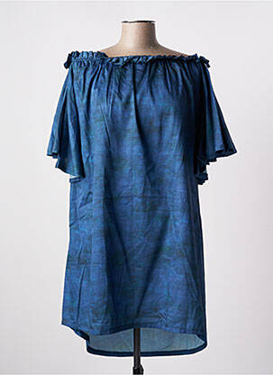 Rochie scurtă mâneci scurte mâneci scurte albastru TENDANCE UNIQUE femeie