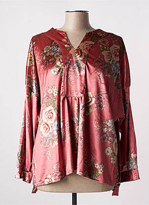 Bluză imprimeu floral mâneci lungi roz TENDANCE UNIQUE femeie