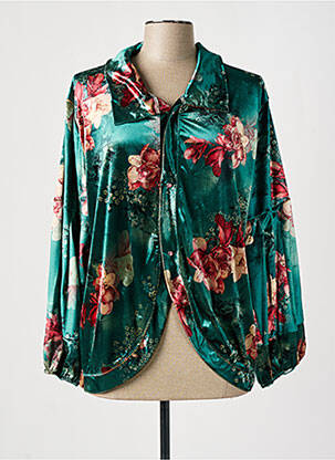 Cămașă imprimeu floral mâneci lungi verde TENDANCE UNIQUE femme