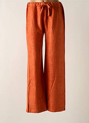 Pantalon drept talie elastică portocalie TENDANCE UNIQUE femeie