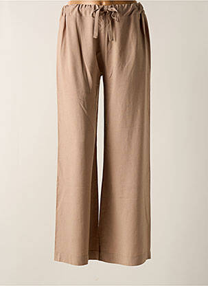 Pantalon drept talie elastică maro TENDANCE UNIQUE femeie