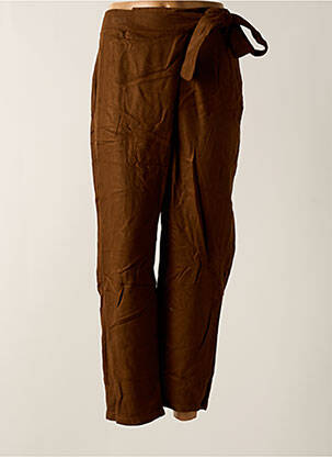 Pantalon slim talie elastică maro TENDANCE UNIQUE femeie