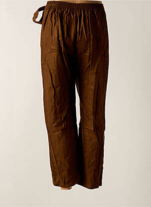 Pantalon slim talie elastică maro TENDANCE UNIQUE femeie