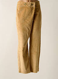 Pantalon drept talie elastică bej TENDANCE UNIQUE femeie