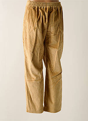 Pantalon drept talie elastică bej TENDANCE UNIQUE femeie