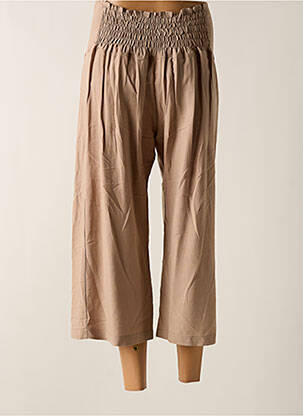 Pantalon trei sferturi talie elastică maro TENDANCE UNIQUE femeie
