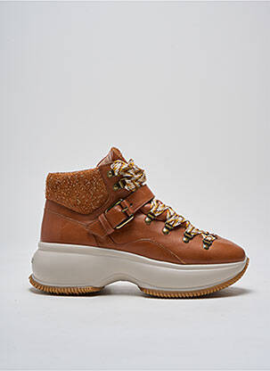 Adidași material neted toc de 4 la 6 cm maro HOGAN femeie