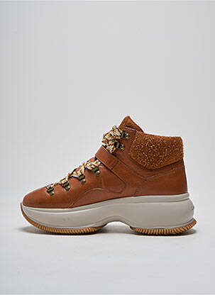 Adidași material neted toc de 4 la 6 cm maro HOGAN femeie