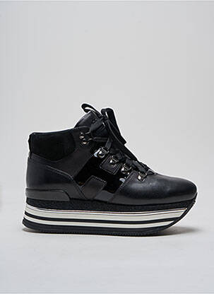 Adidași material neted toc de 4 la 6 cm negru HOGAN femeie