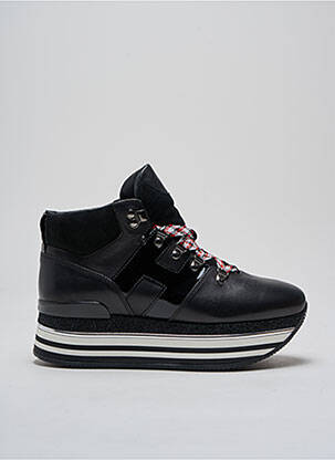 Adidași material neted toc de 4 la 6 cm negru HOGAN femeie