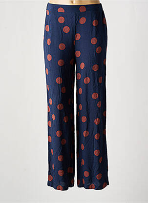 Pantalon larg țesătură poplin talie înaltă albastru VILA femeie
