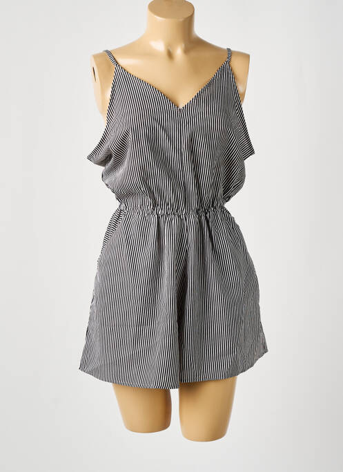 Salopetă scurtă țesătură poplin bretele subțiri negru D femme