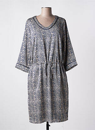 Rochie midi croială fluidă mâneci 3/4 albastru SIGNATURE femeie