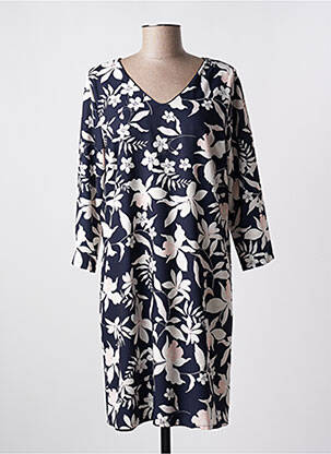 Rochie midi imprimeu floral mâneci 3/4 albastru VICTORIA femeie