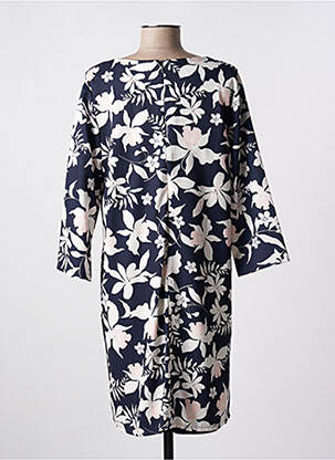 Rochie midi imprimeu floral mâneci 3/4 albastru VICTORIA femeie