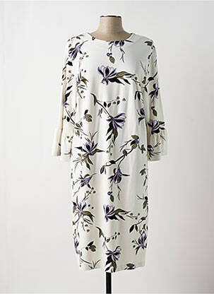 Rochie midi imprimeu floral mâneci 3/4 bej BRANDTEX femeie