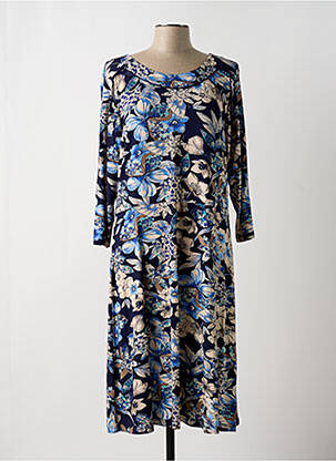 Rochie midi imprimeu floral mâneci 3/4 albastru SIGNATURE femeie