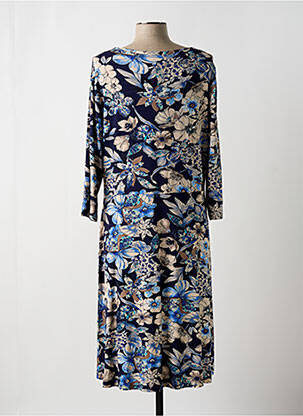 Rochie midi imprimeu floral mâneci 3/4 albastru SIGNATURE femeie