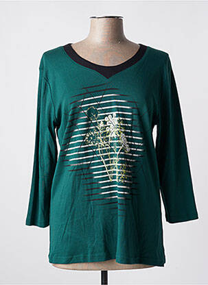 Top țesătură jersey mâneci lungi verde SIGNATURE femeie