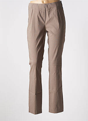 Pantalon slim talie elastică mărime normală bej ADELINA BY SCHEITER femeie