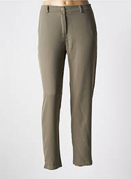 Pantalon chino închidere cu fermoar sub clapetă cu nasturi mărime normală verde SIGNATURE femme