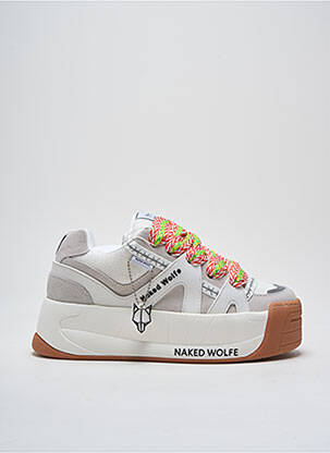 Adidași nubuc toc de 4 la 6 cm bej NAKED WOLFE femeie