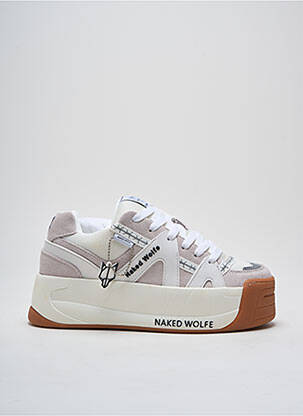 Adidași nubuc toc de 4 la 6 cm bej NAKED WOLFE femeie
