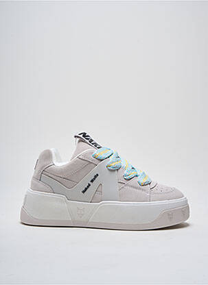 Adidași nubuc toc de 4 la 6 cm bej NAKED WOLFE femeie
