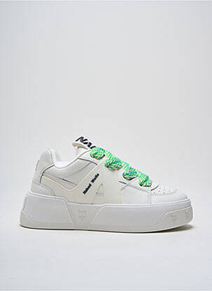 Adidași material neted toc de 4 la 6 cm alb NAKED WOLFE femeie