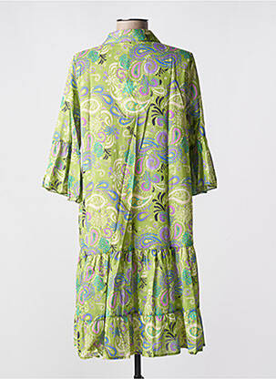 Rochie midi imprimeu floral mâneci 3/4 verde BLANC BOHEME femeie
