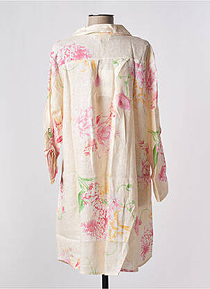 Rochie midi imprimeu floral mâneci lungi bej BLANC BOHEME femeie