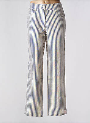 Pantalon drept țesătură crep mărime normală albastru BLANC BOHEME femeie